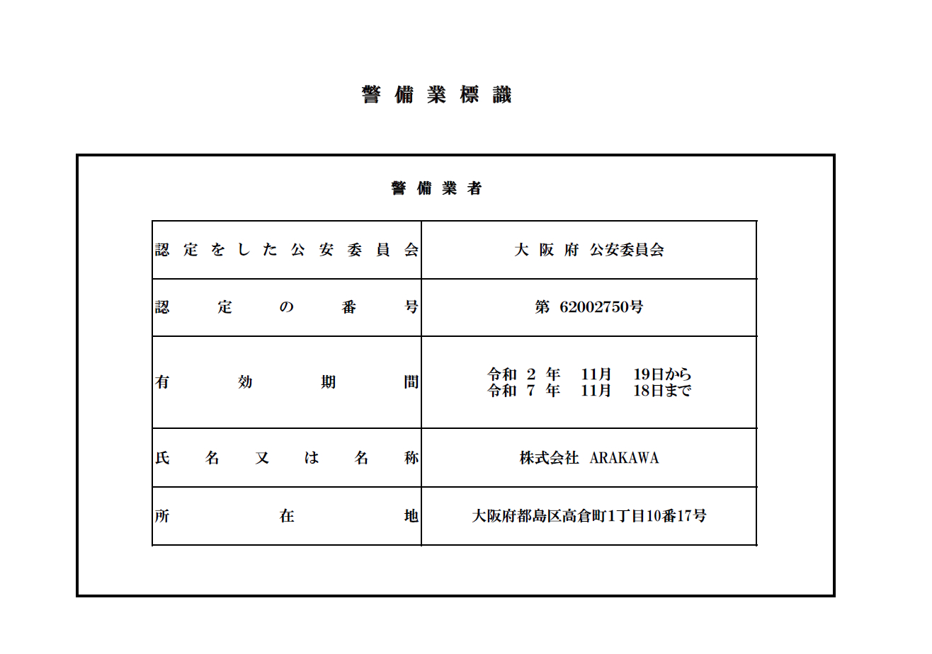 �������ARAKAWA�̌x���ƕW��